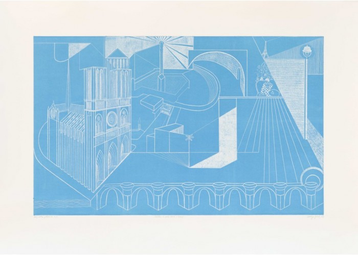 Harlekin in Notre Dame v Parizu